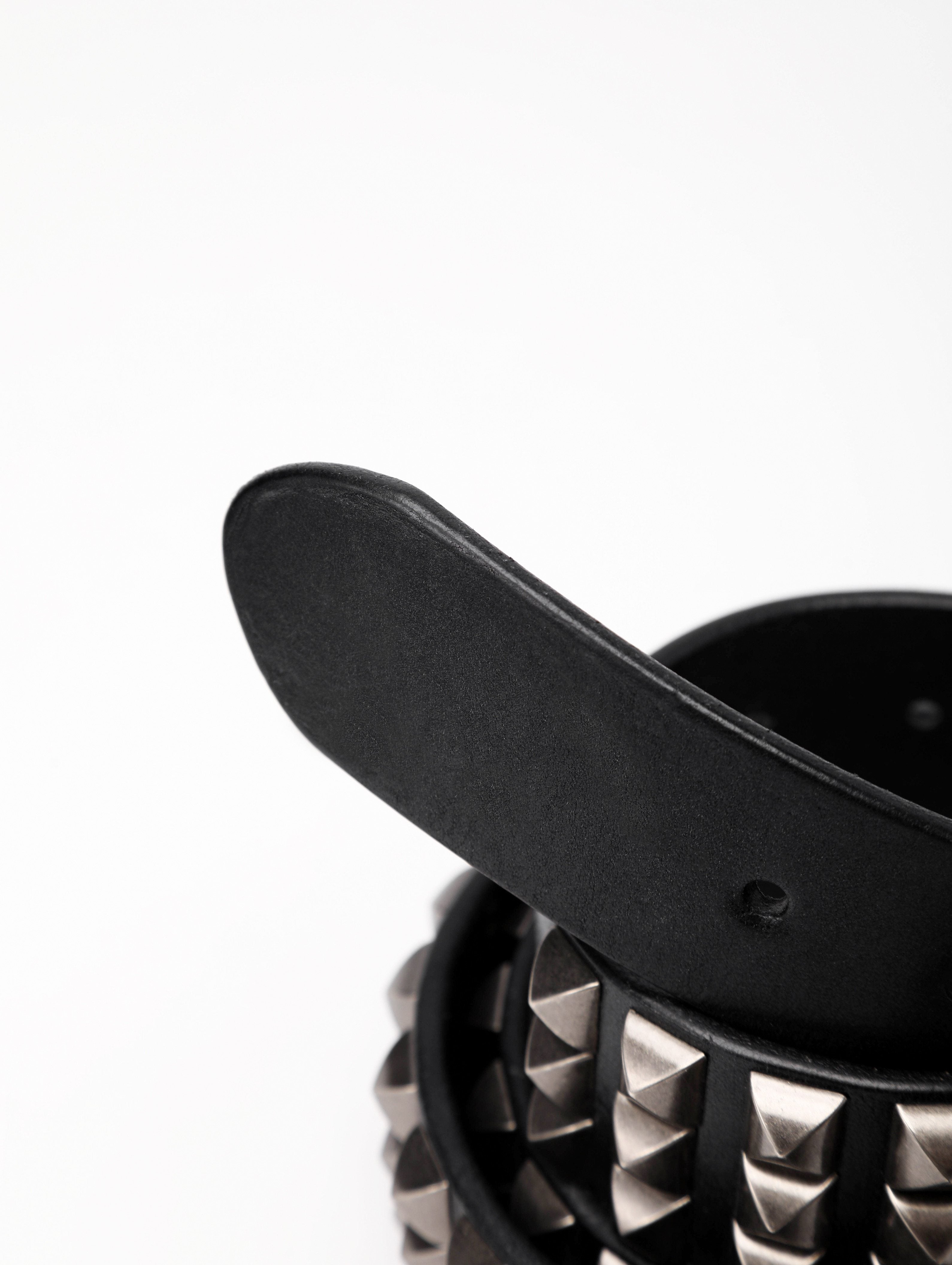 Flag Studded Top-Grain Cowhide Leather Belt