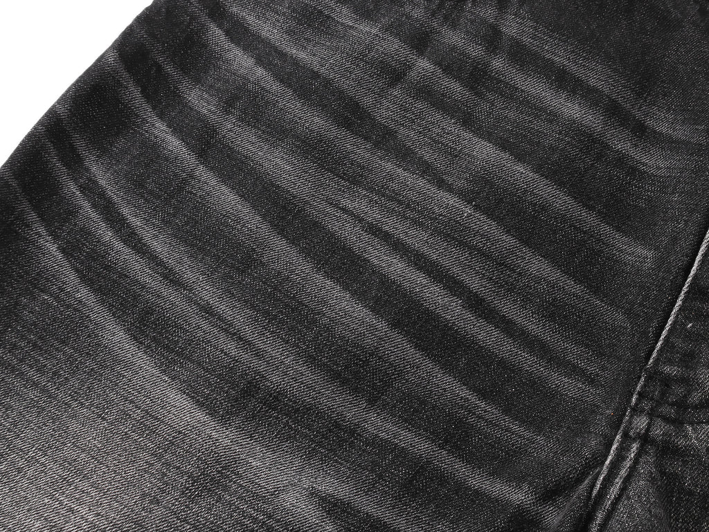 Two-Tone Washed Jeans, Yin-Yang Whisker Denim Pants