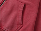 Red Washed Zip-Up Skinny Hoodie