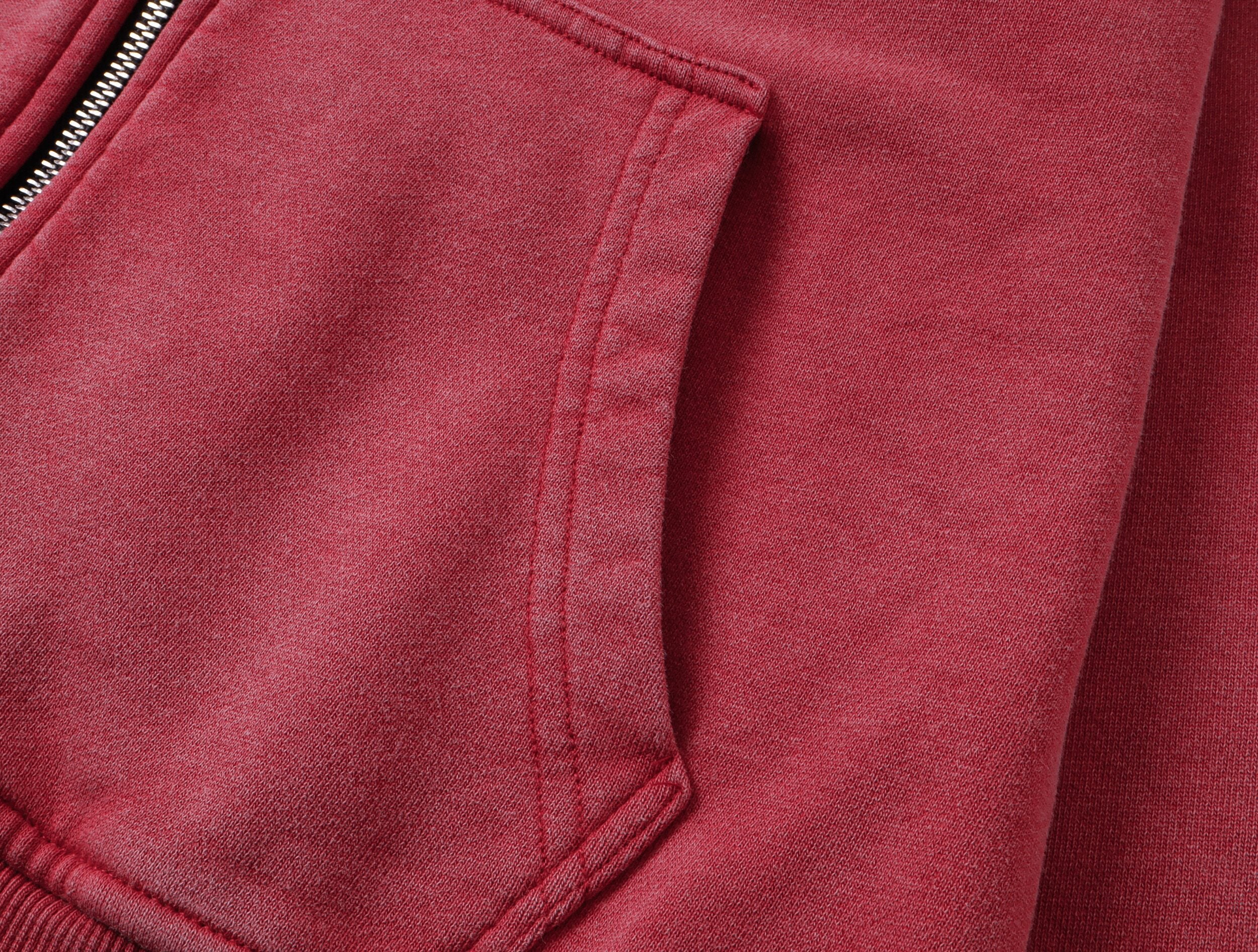 Red Washed Zip-Up Skinny Hoodie
