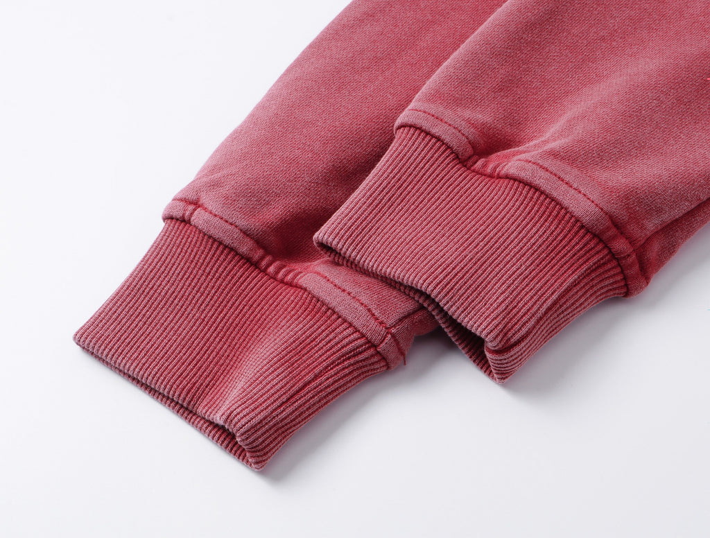 Red Washed Zip-Up Skinny Hoodie