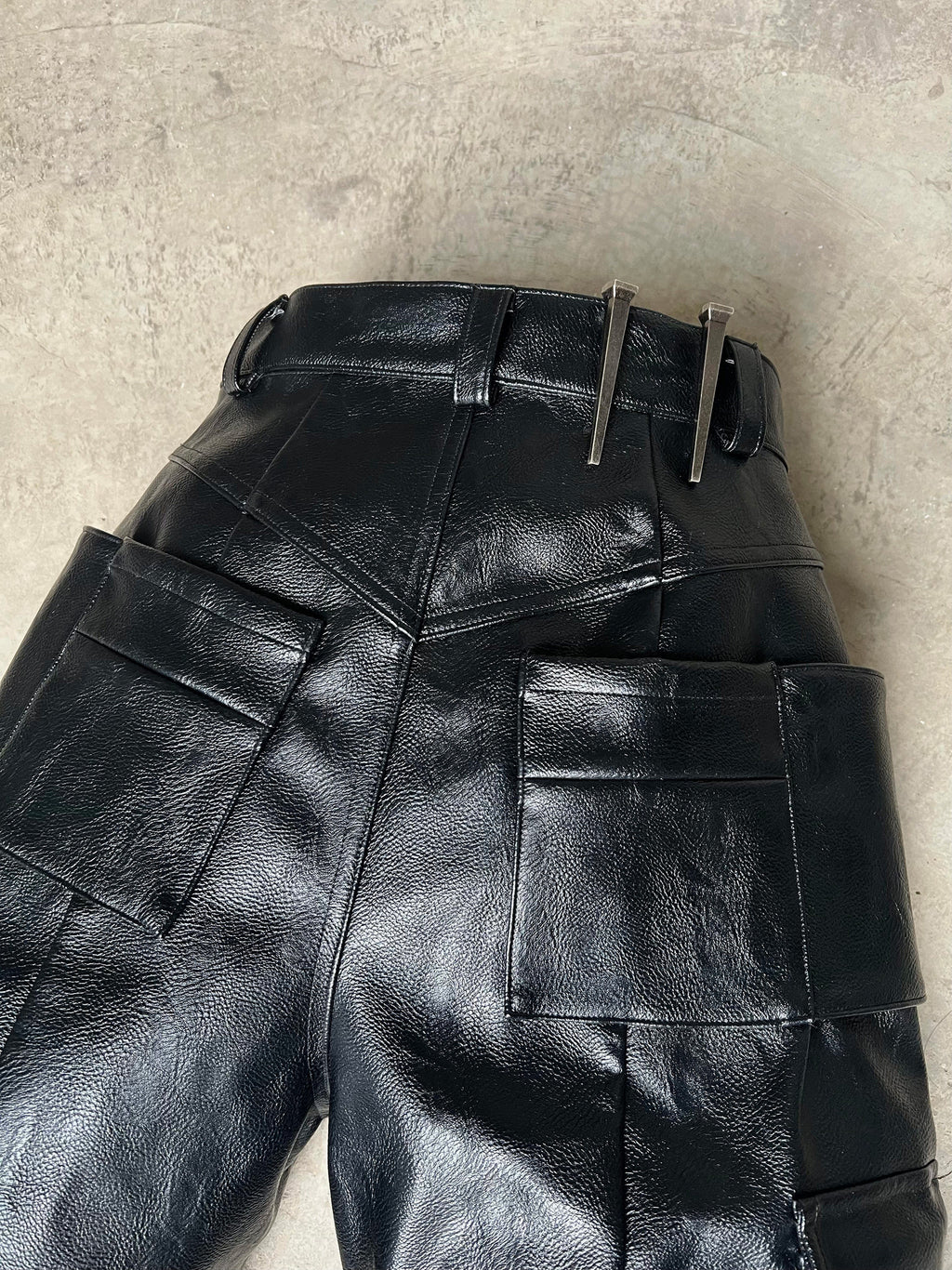 Structured Multi-Pocket Leather Cargos