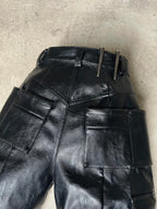 Structured Multi-Pocket Leather Cargos