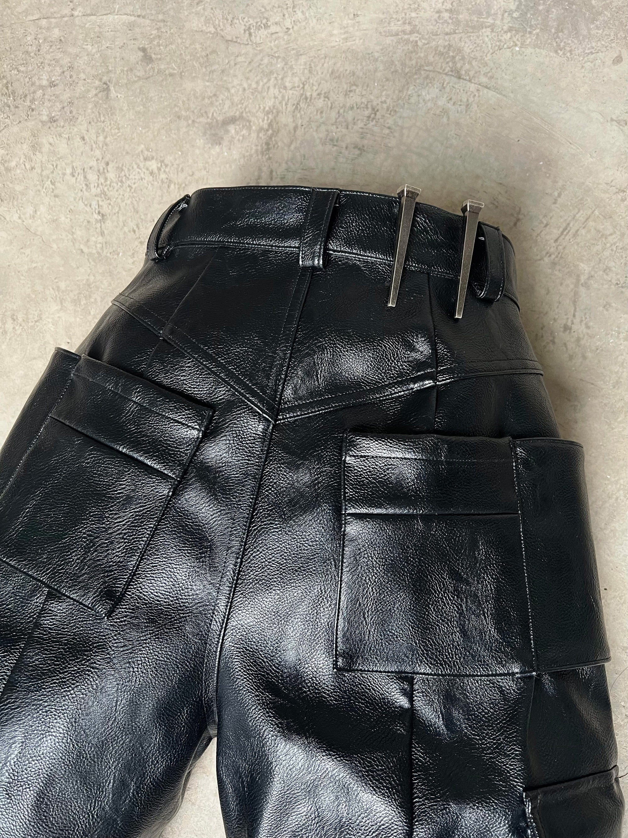 Structured Multi-Pocket Leather Cargos