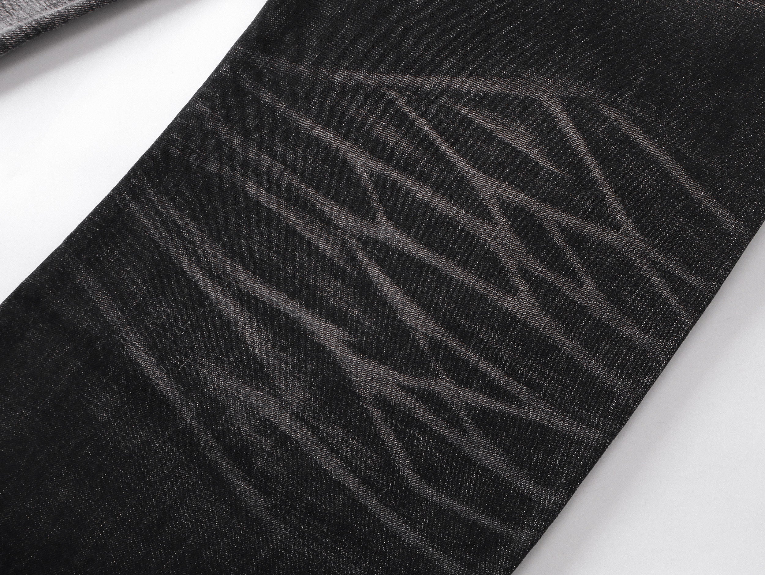 Two-Tone Washed Jeans, Yin-Yang Whisker Denim Pants