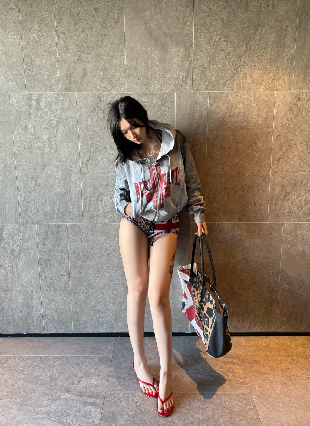 Distressed Slogan Hoodie