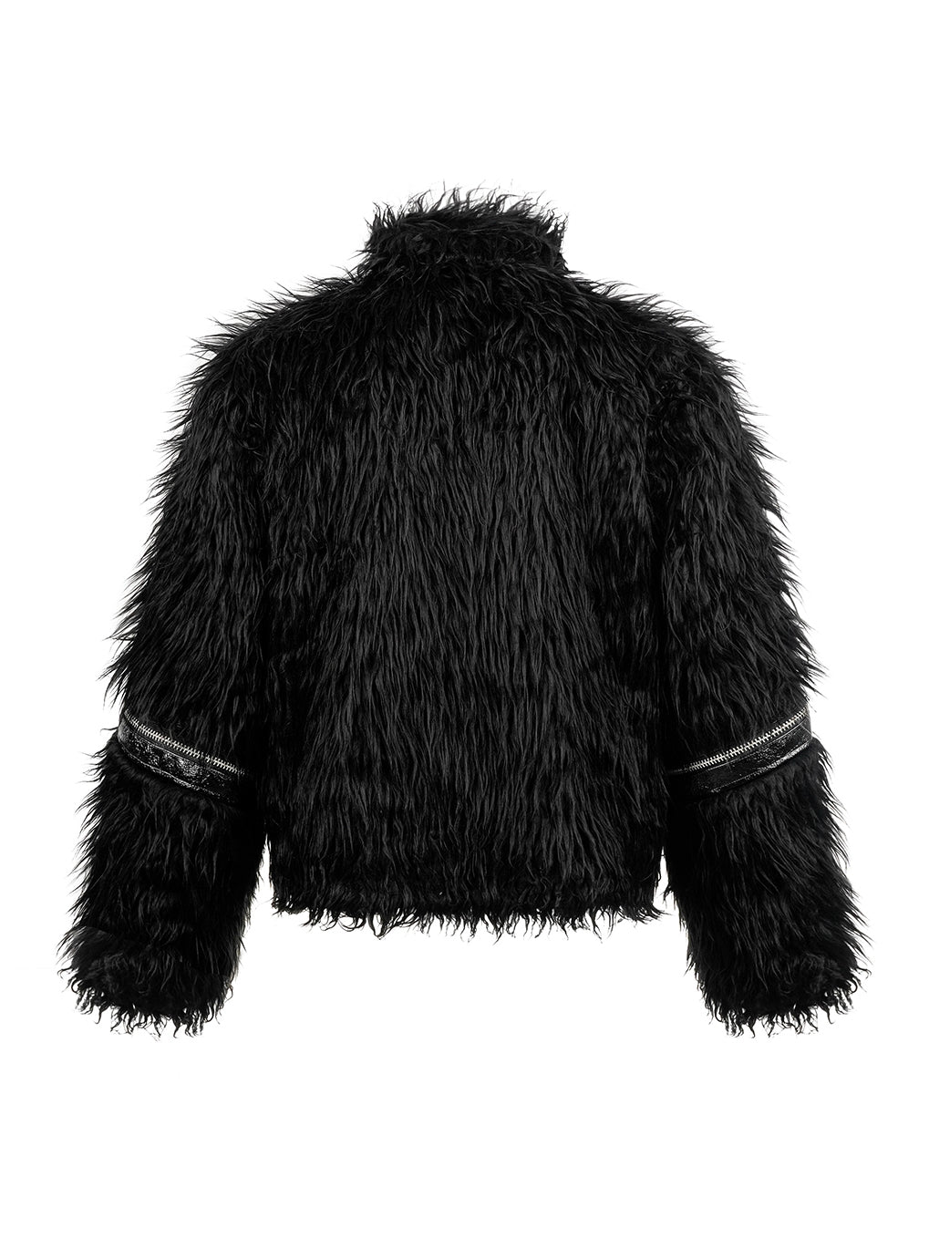 Faux Fur & Leather Zip Jacket