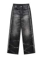Lightning Washed Frayed Hem Jeans