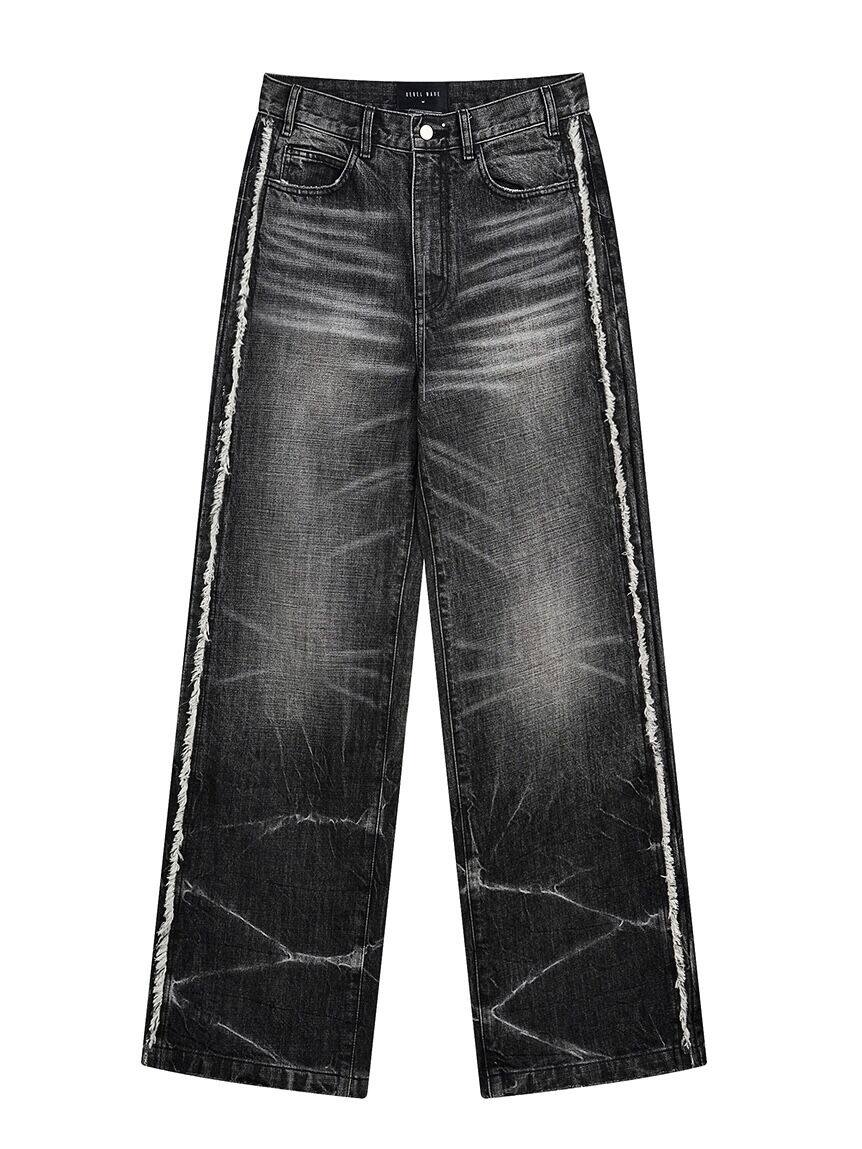 Lightning Washed Frayed Hem Jeans