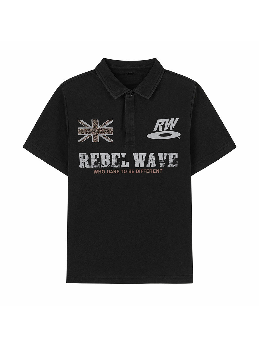 Leopard Flag Print Short Sleeve Polo Tee