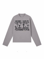 Printed Henley‑Collar Long‑Sleeve Long Polo Tee