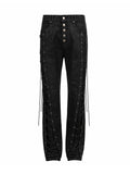 Waxed Straight-Leg Jeans with Wax Coating & Strap Details