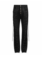 Waxed Straight-Leg Jeans with Wax Coating & Strap Details