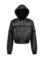 Multi-Zipper Fur Collar Fur Jacket