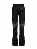 Rivet Straight Waxed Denim Pants, Skinny Fit