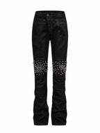 Rivet Straight Waxed Denim Pants, Skinny Fit