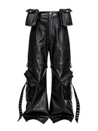 Double Waist Bag Structured Leather Pants