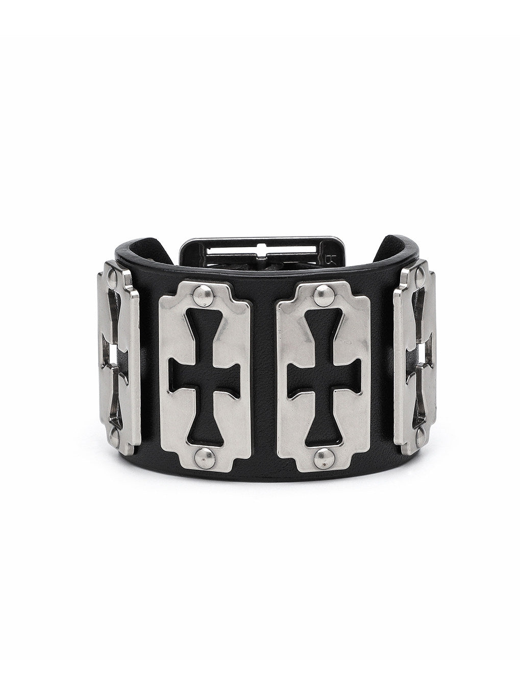 Genuine Leather Cross Blade Bracelet 23cm