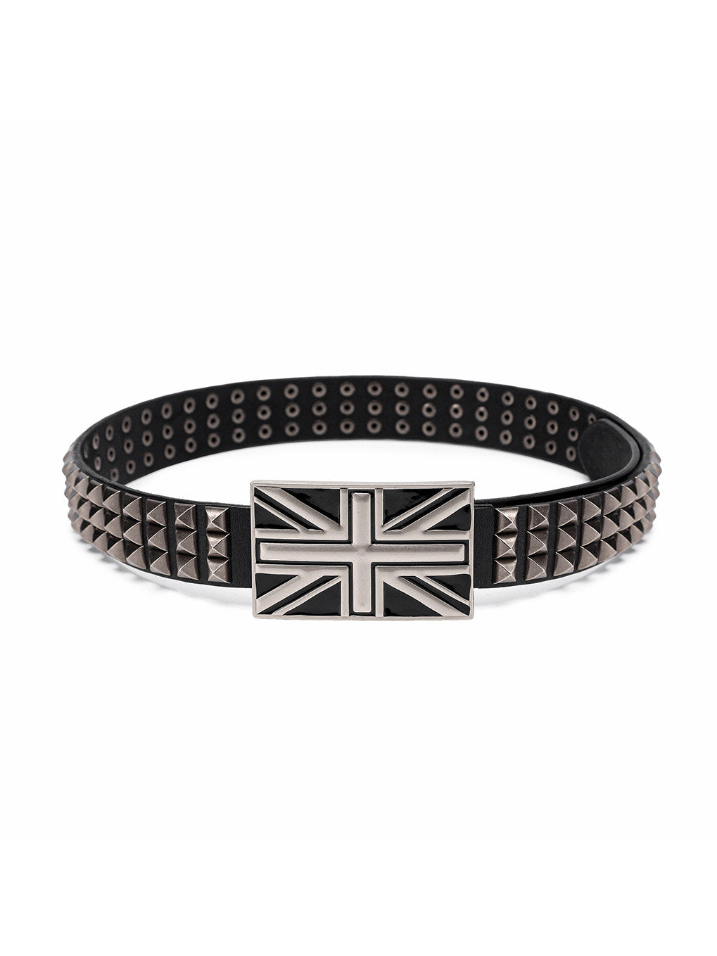 Flag Studded Top-Grain Cowhide Leather Belt