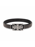 Flag Studded Top-Grain Cowhide Leather Belt