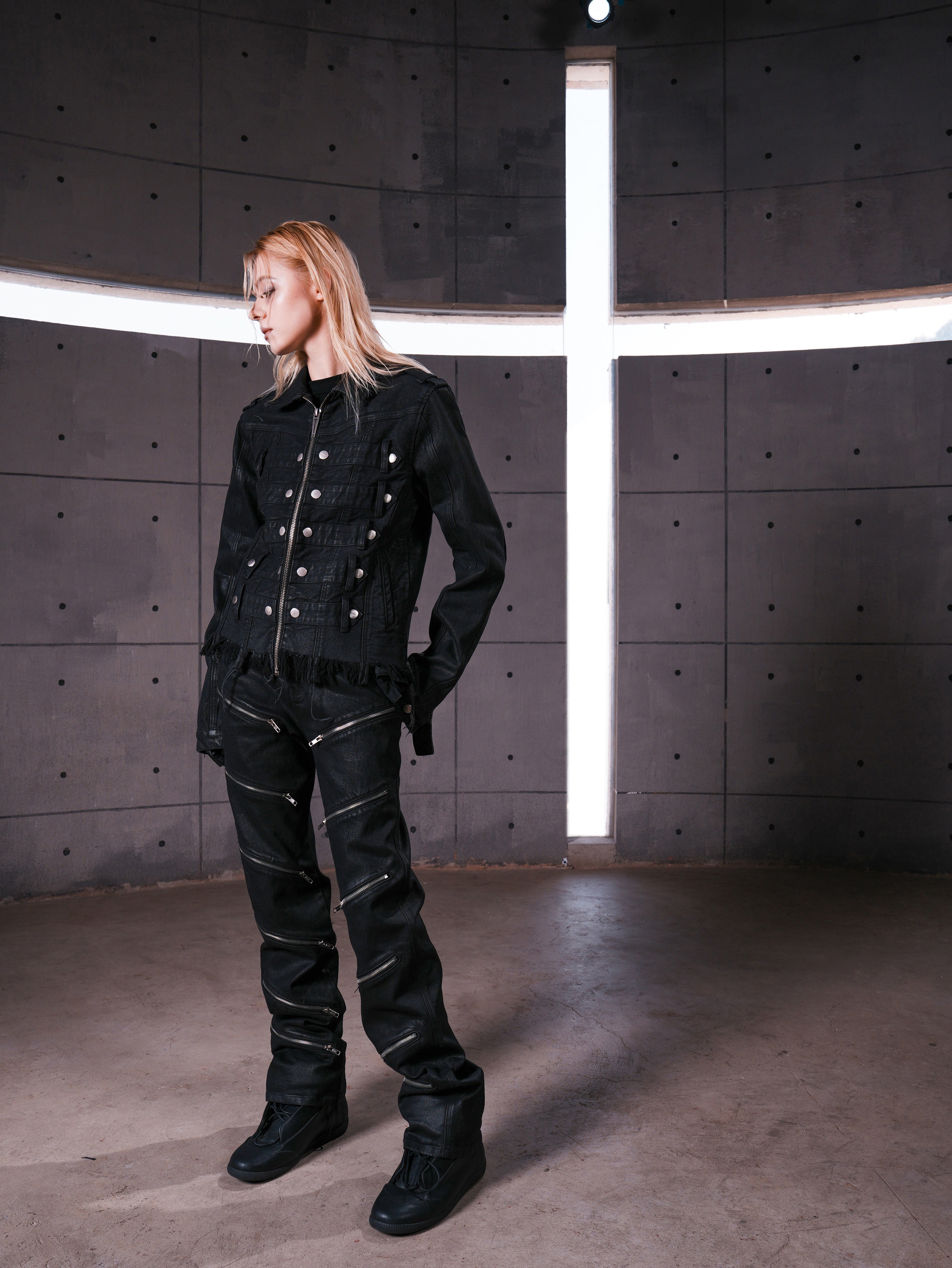 "ZIP" Multi-zipper Wax Pants