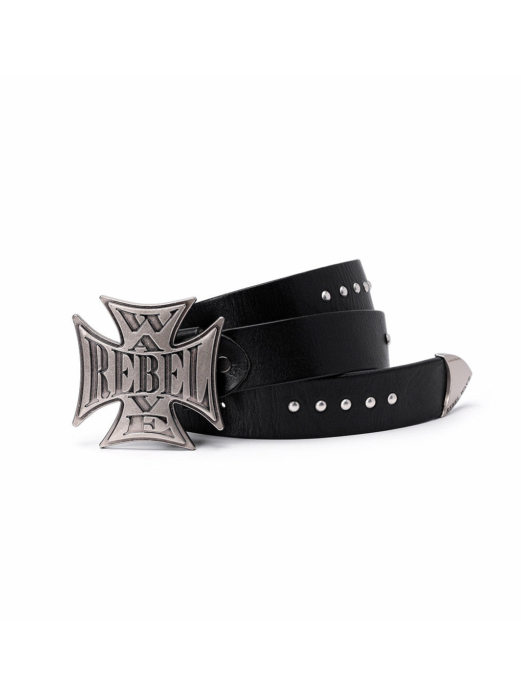 Genuine Leather Belt with Cross Metal Studs