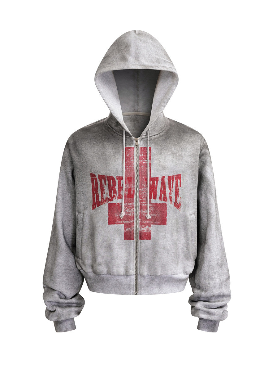 Distressed Slogan Hoodie
