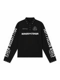 Russian Text & Rivet Print Long Sleeve Polo