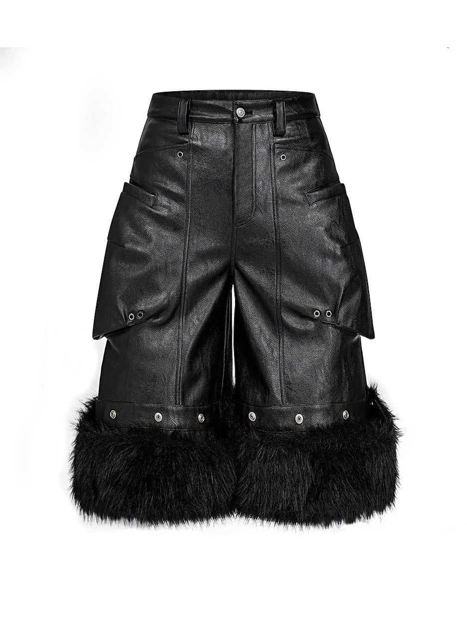 Detachable Waxed Cropped Leather Pants