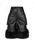 Detachable Waxed Cropped Leather Pants