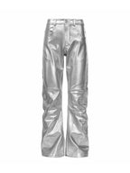 "ф" Silver Liquid Leather Pants