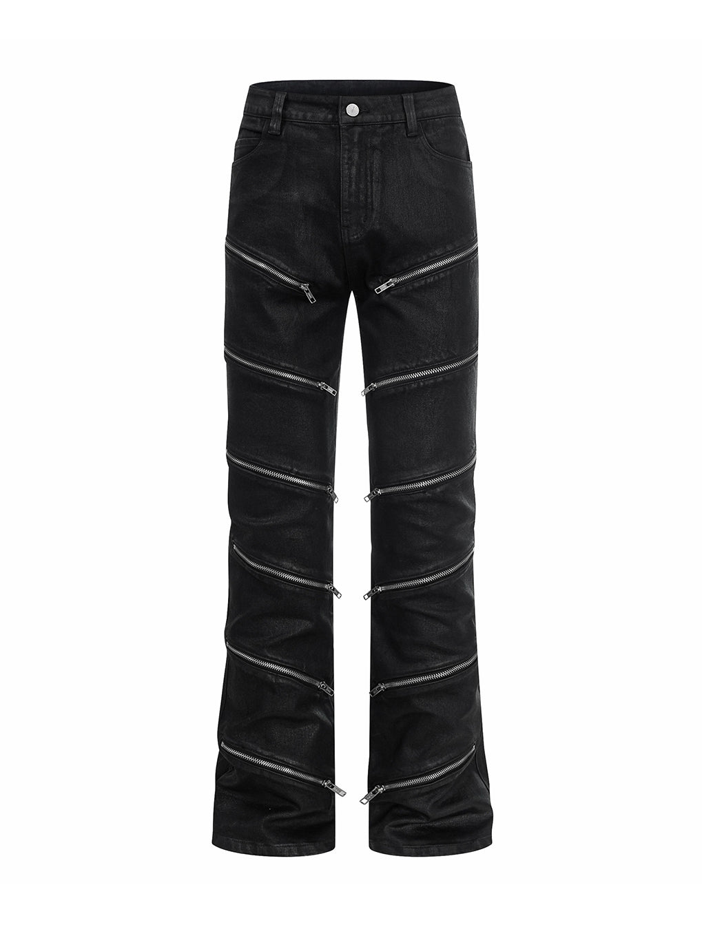 "ZIP" Multi-zipper Wax Pants