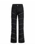 "ZIP" Multi-zipper Wax Pants