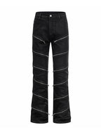 "ZIP" Multi-zipper Wax Pants