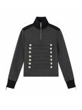 Napoleon Court Standing Collar Double-Breasted Terry Cloth Long Sleeve Jacket