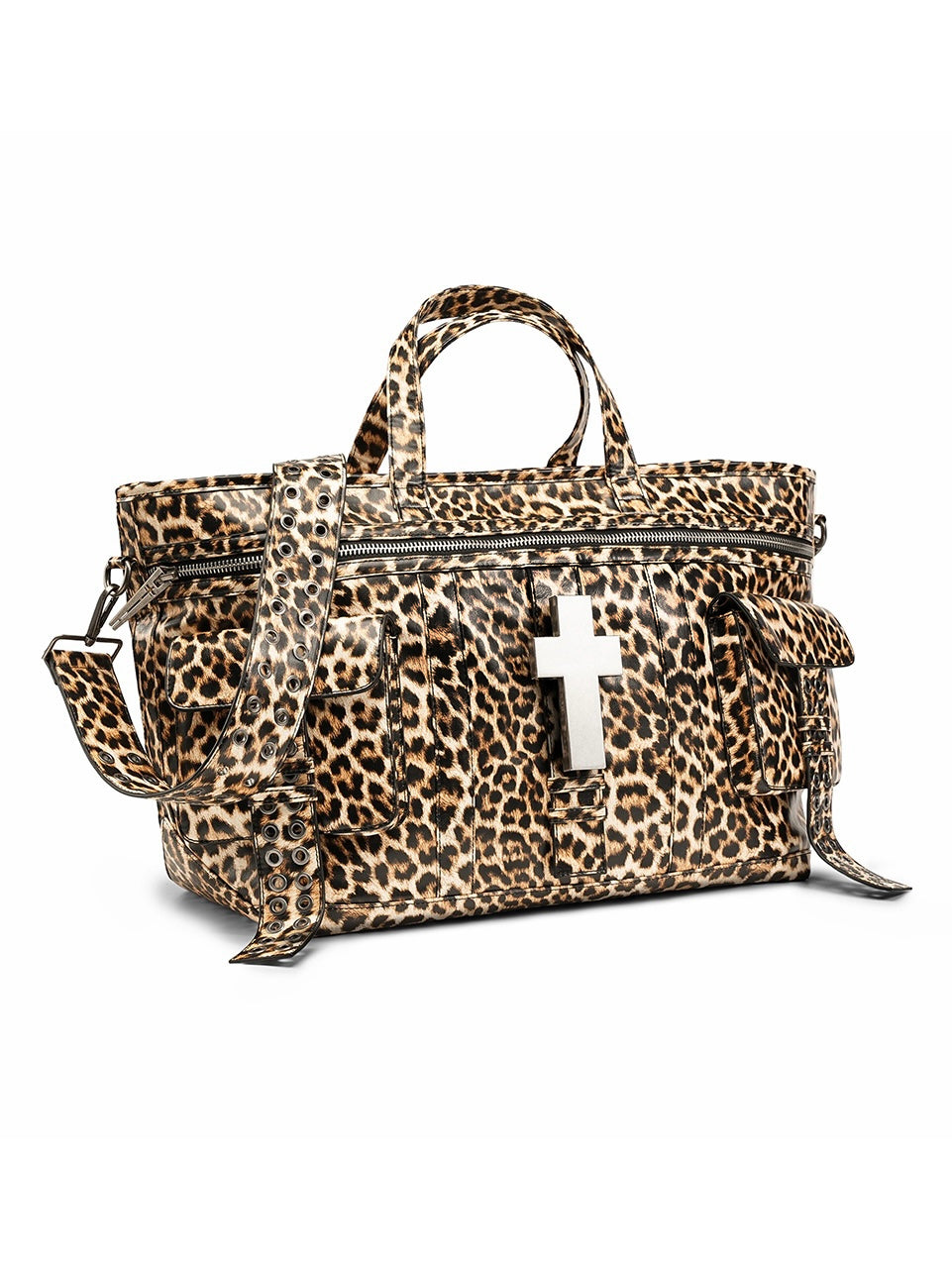 Cross Leopard Print Shoulder Bag