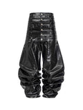 Multi-Waist Coated Biker Pants