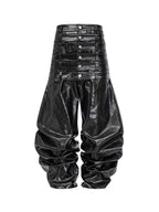 Multi-Waist Coated Biker Pants
