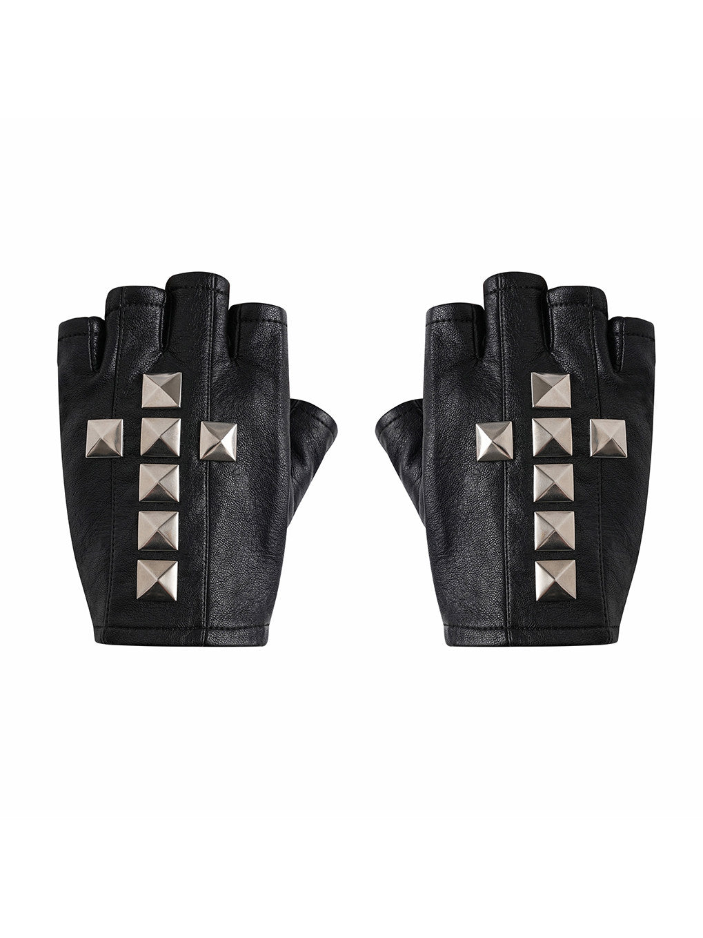 Half Finger Leather Gloves with Cross Studs