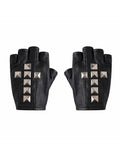 Half Finger Leather Gloves with Cross Studs