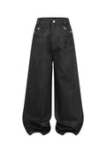 Hand-Waxed Damaged Wide-Leg Pants