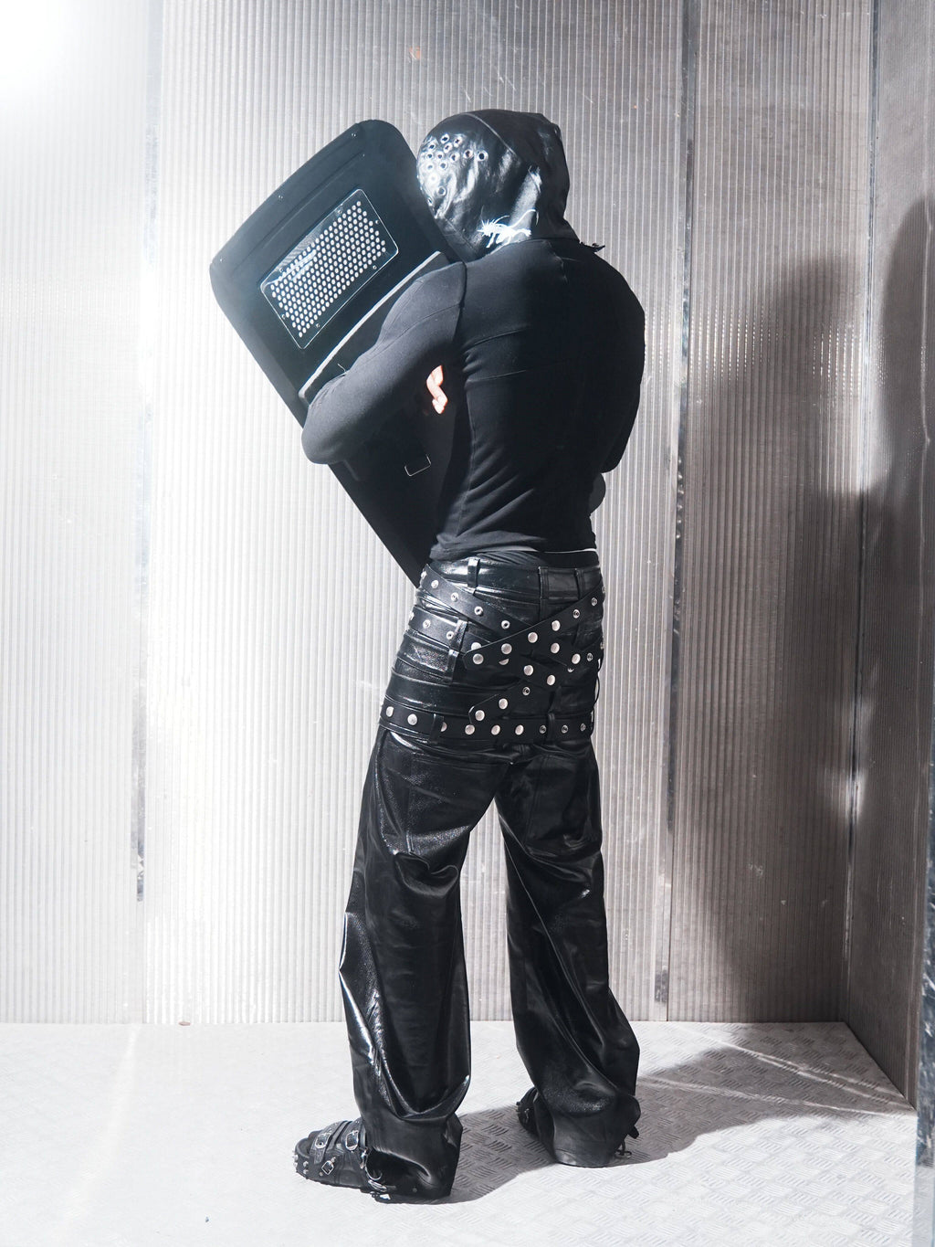 Multi-Waist Coated Biker Pants