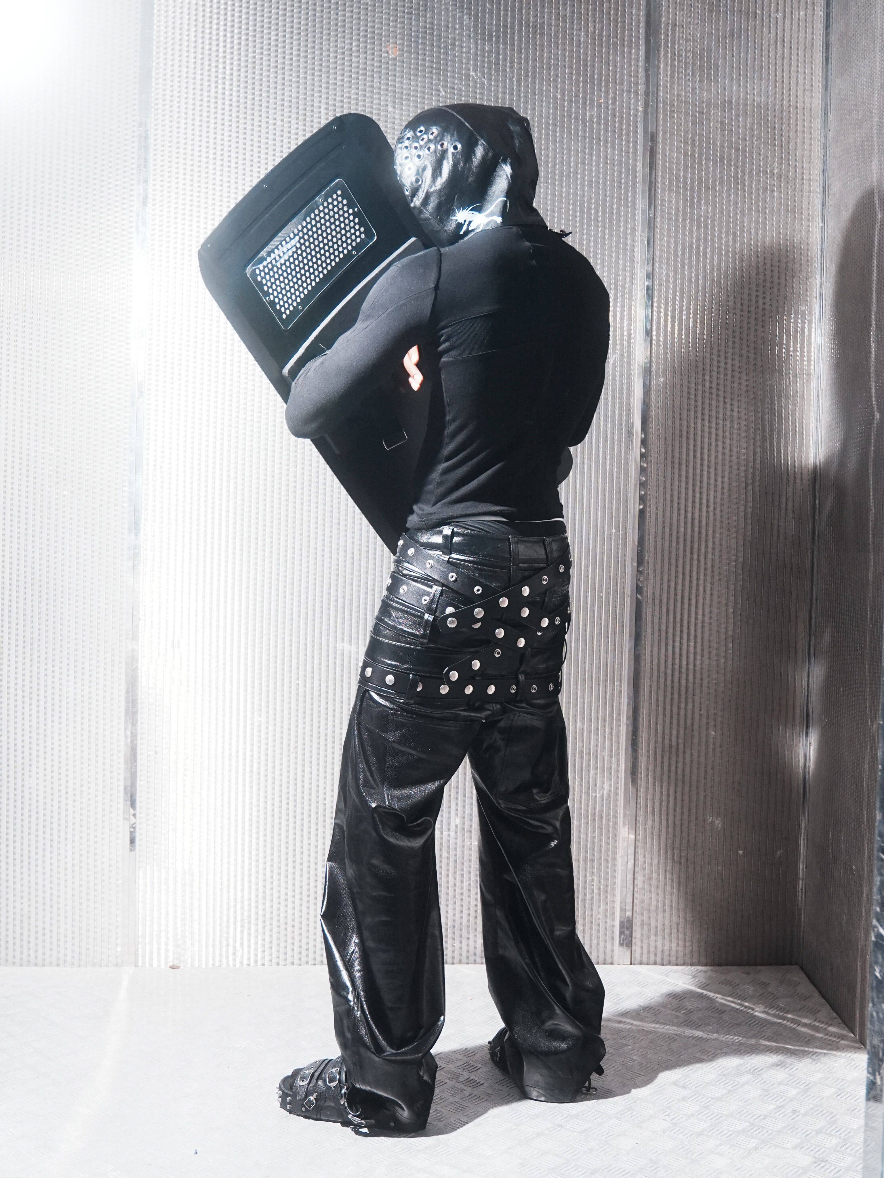 Multi-Waist Coated Biker Pants
