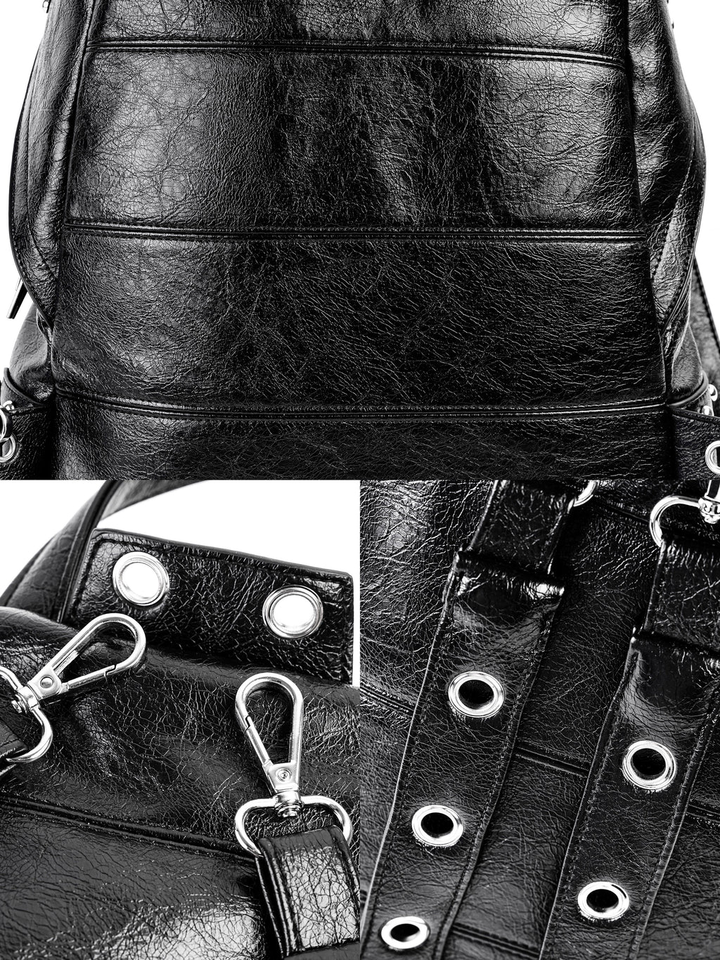 Cross-Shaped Cracked Leather Backpack