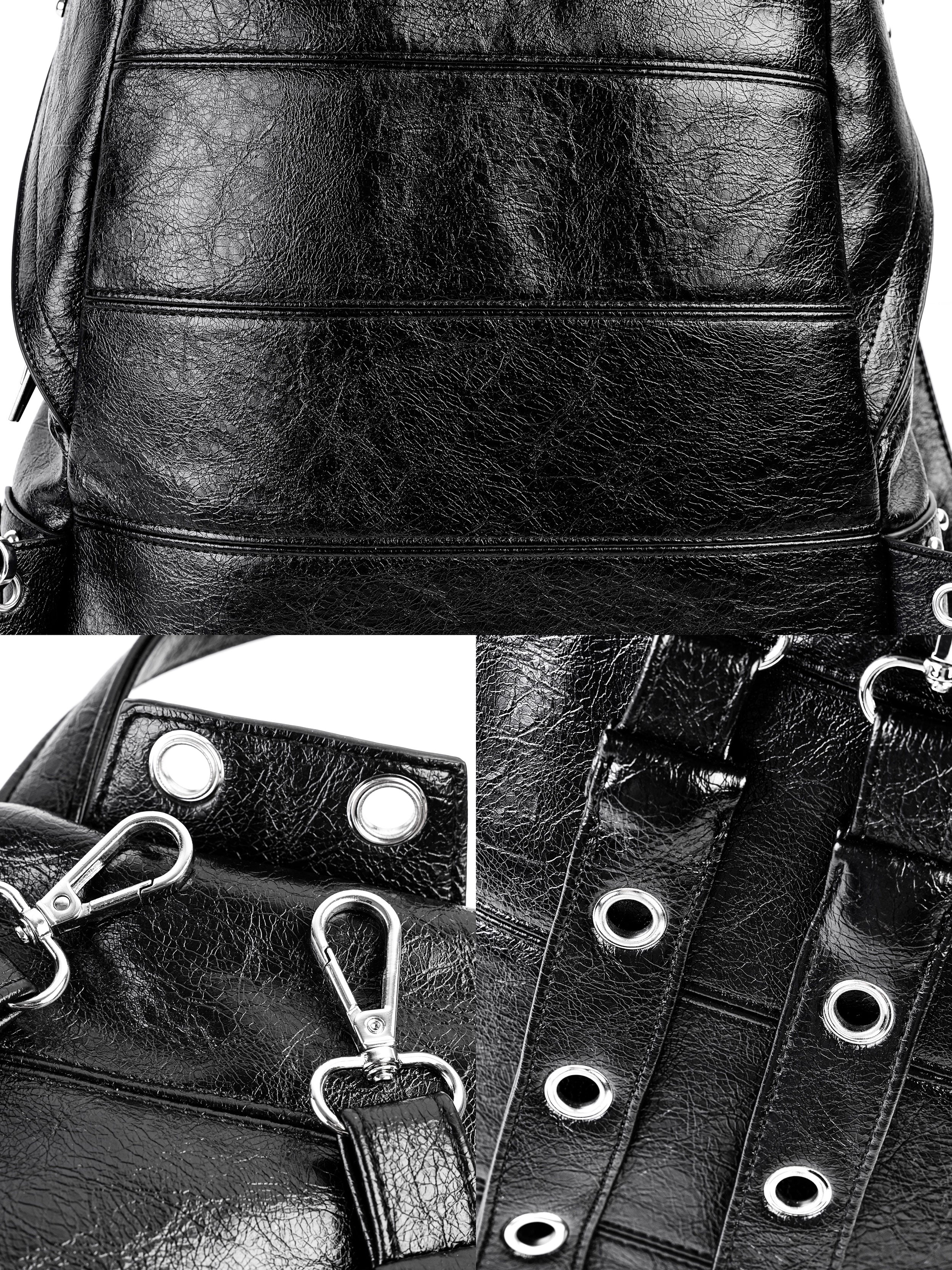 Cross-Shaped Cracked Leather Backpack