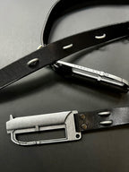 BΣLA Military Leather Belt - Steel Ring & Blade Buckle