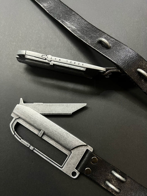 BΣLA Military Leather Belt - Steel Ring & Blade Buckle