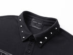 Russian Letter Rivet Print Polo Short Sleeve