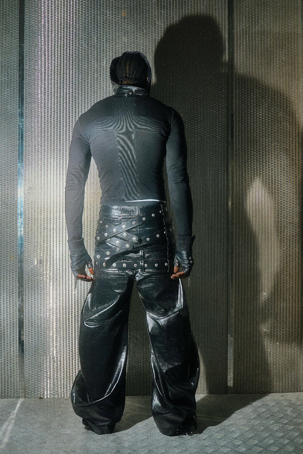 Multi-Waist Coated Biker Pants