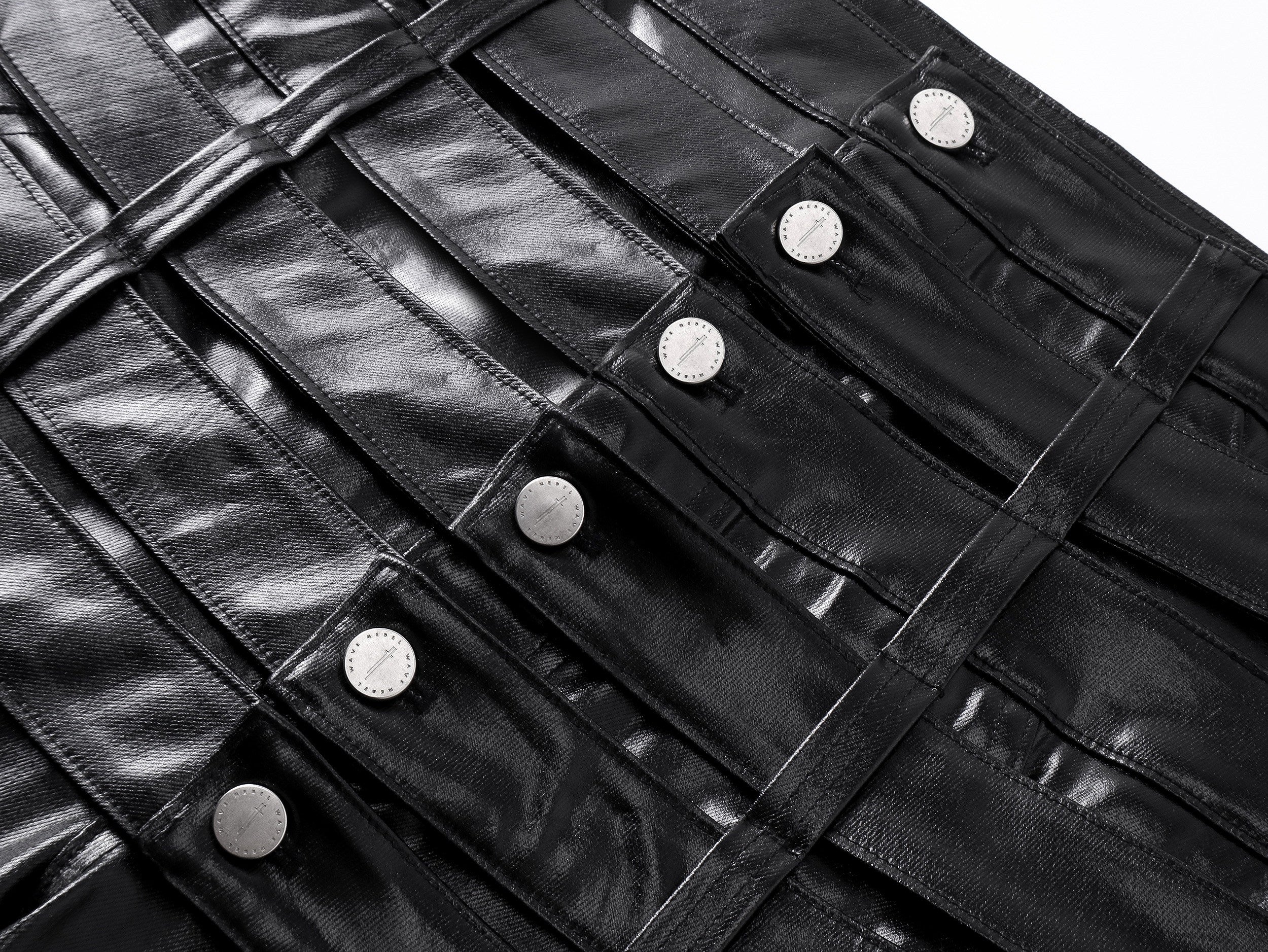 Multi-Waist Coated Biker Pants